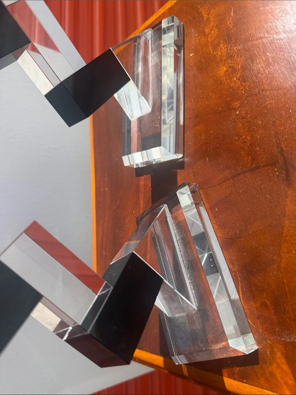 Badash Crystal Candle Holders - Modern Clear & Black (Pair)